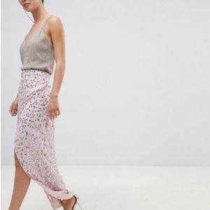 ASOS DESIGN Petite maxi embellished wrap skirt